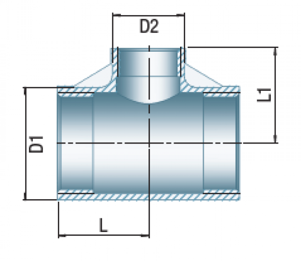 T-Stück 90°, Typ 130, reduziert, 1/2" x 1/4"